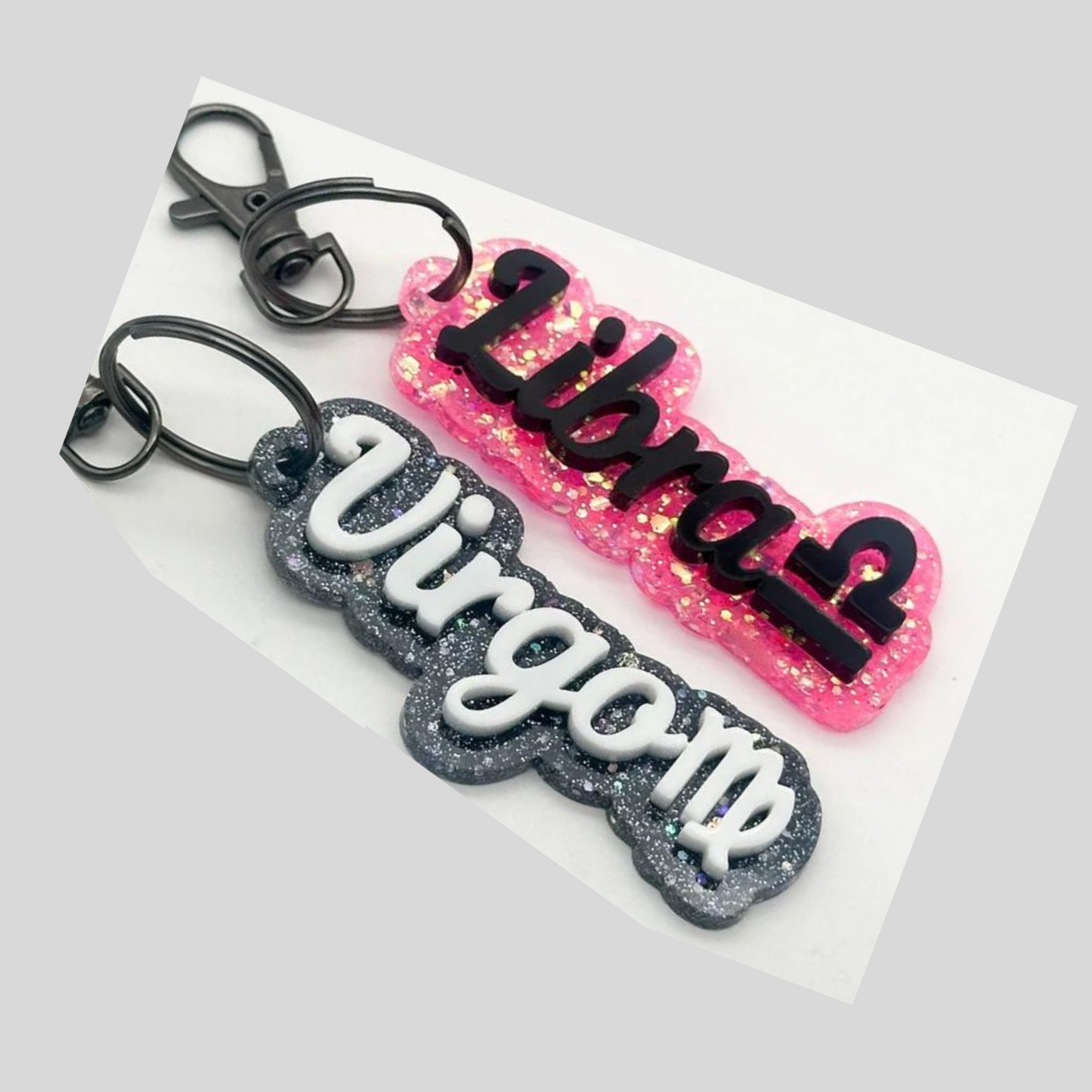 Zodiac Resin Glitter Keychains