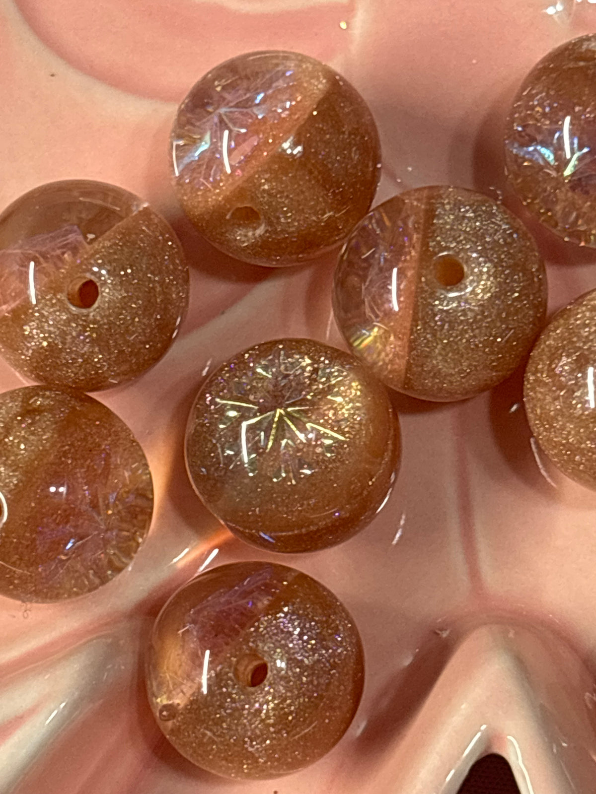 Copper Iridescent Glitter Bead