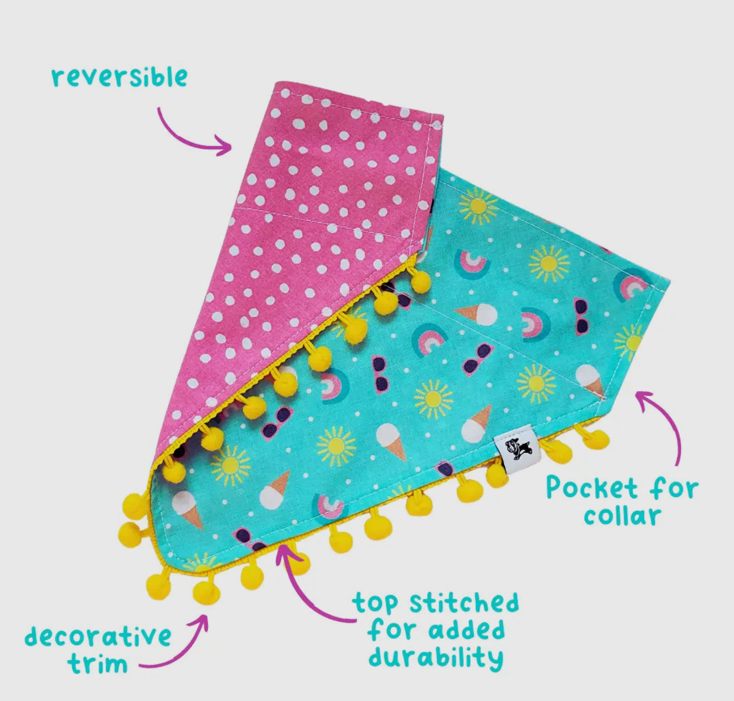 Boho Prosecco- Reversible Dog Collar Bandana