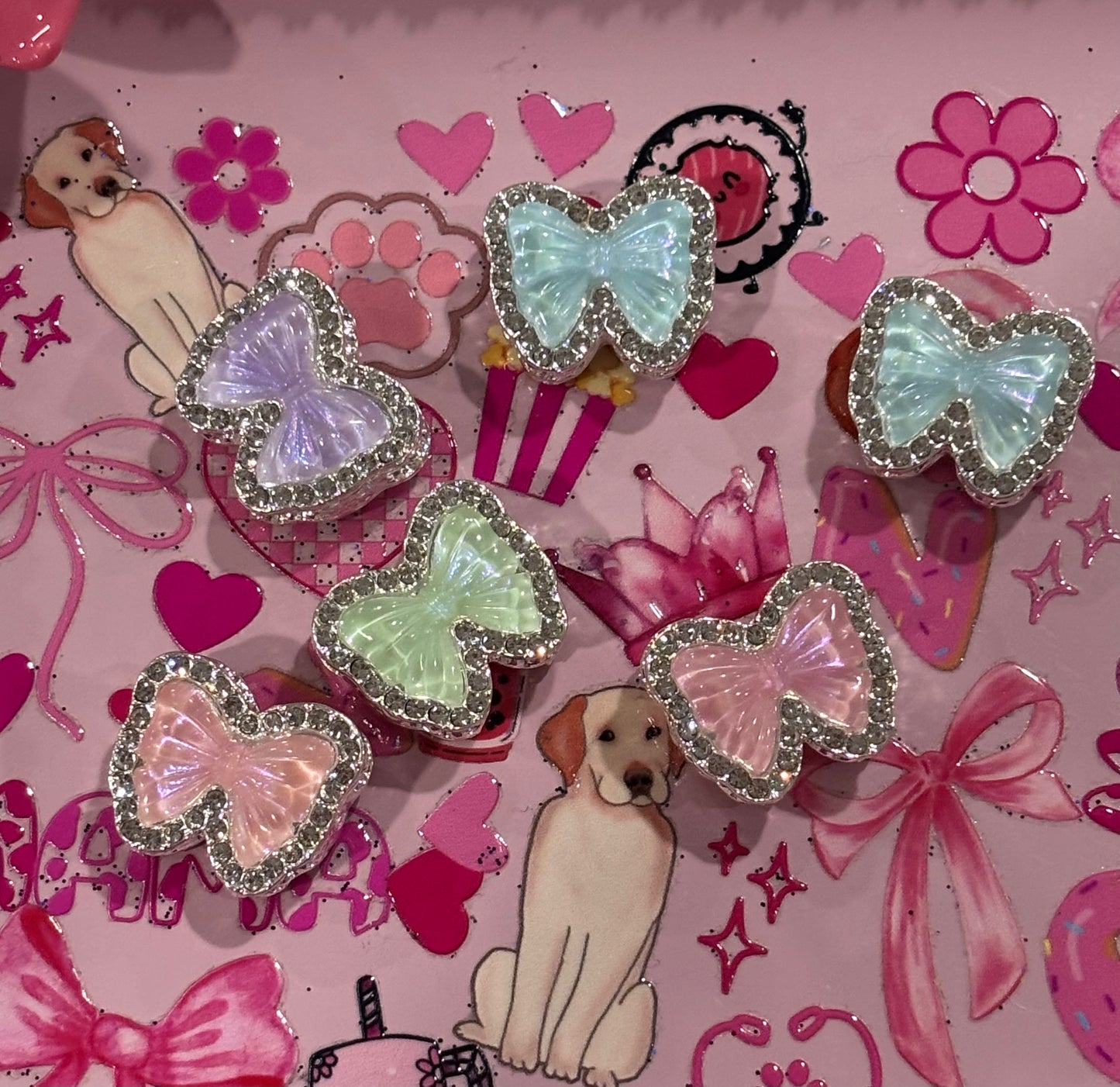 Rhinestone Bow Opalite Fancy Bead
