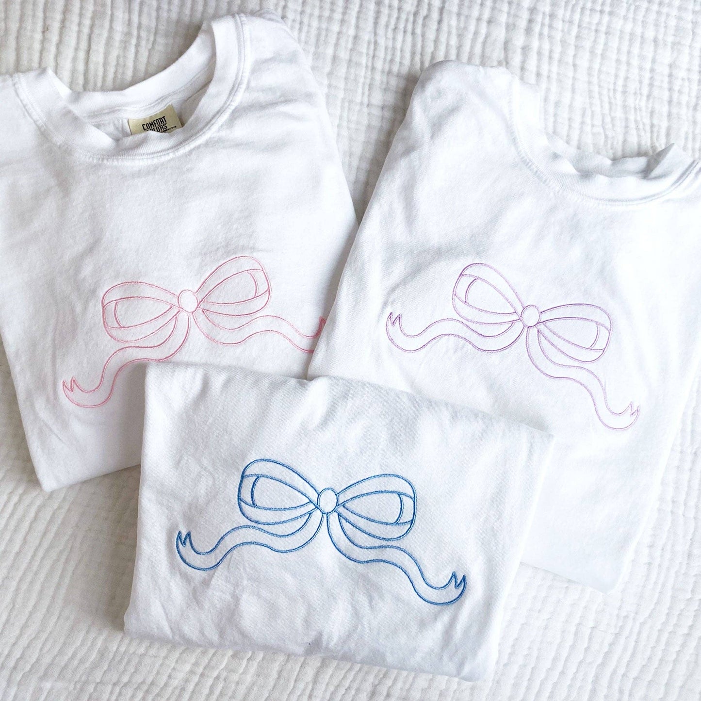 Outline Bow Embroidered Comfort Colors T-Shirt