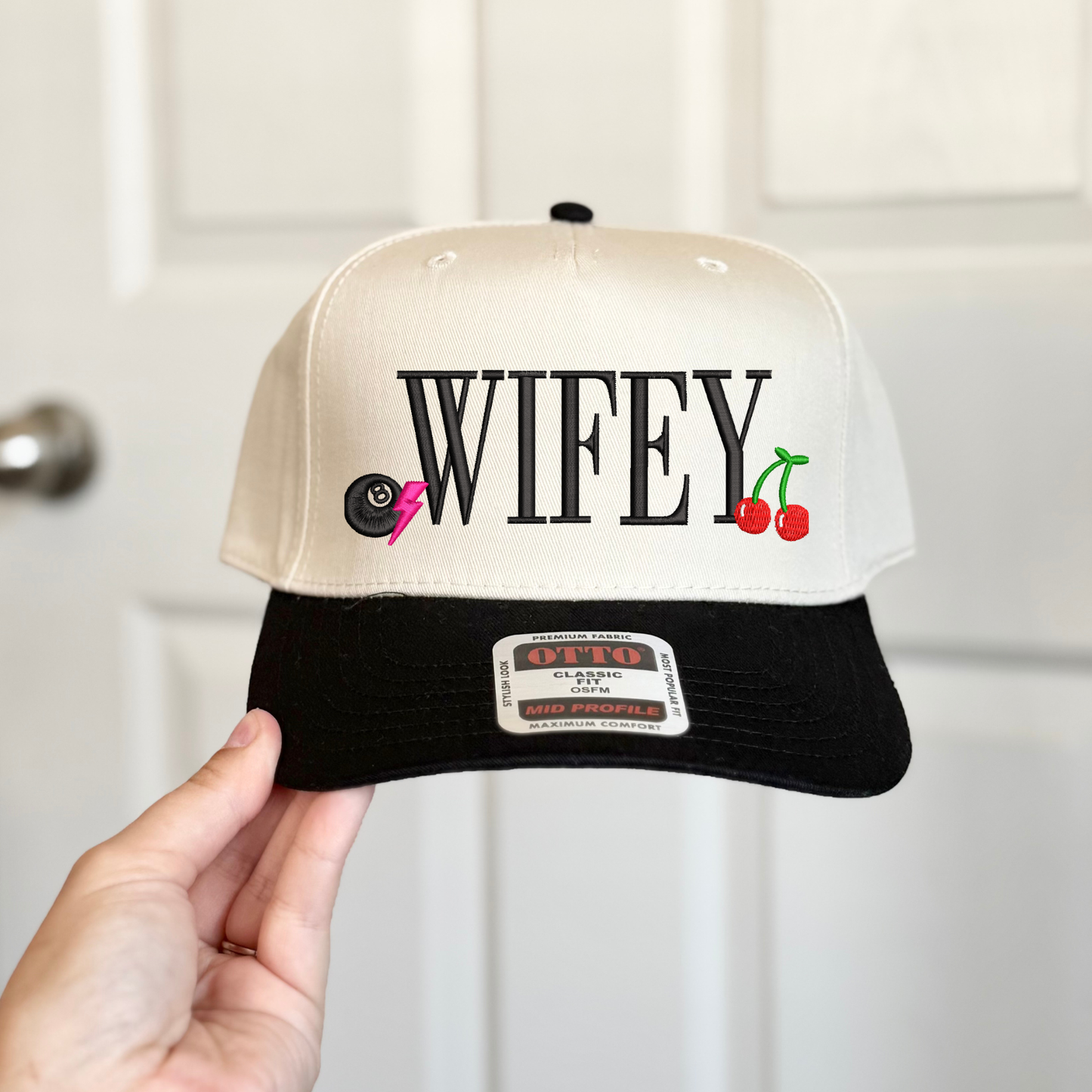 Edgy Icons WIFEY Embroidered Hat - Natural/Black - Ready to Ship