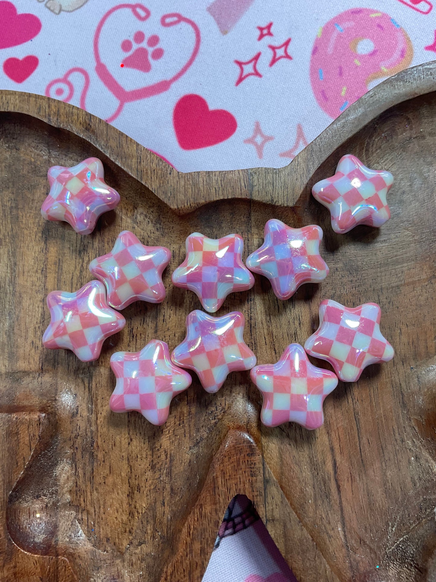 Pink Checkered Stars