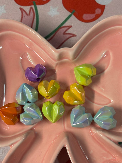 15mm or 20mm Colorful Hearts