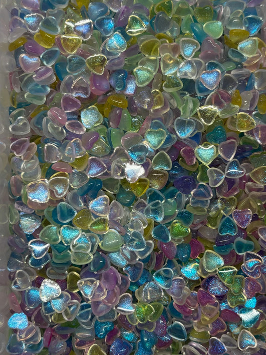 8mm Heart Bubble Multi-Shimmer Flatbacks