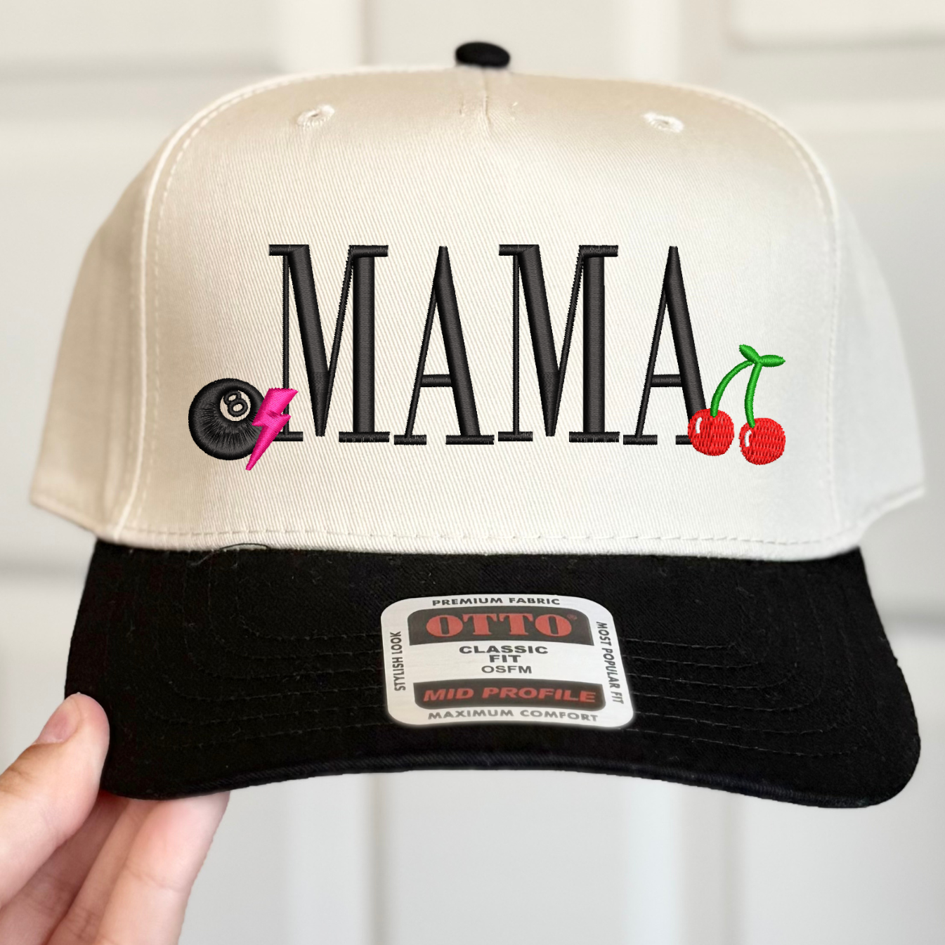 Edgy Icons MAMA Embroidered Hat - Natural/Baby Blue - Ready to Ship