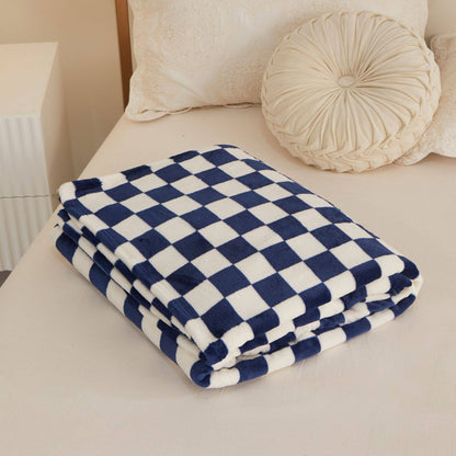 PREORDER Cozy Fuzzy Check Embroidered Blanket