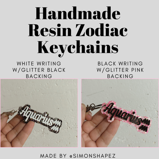 Zodiac Resin Glitter Keychains