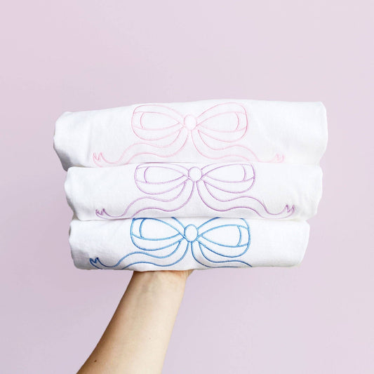Outline Bow Embroidered Comfort Colors T-Shirt