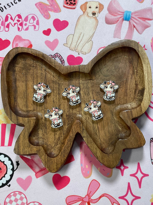 Cute Cow with Bow - Acrylic Focal