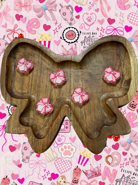 Pink Heart Bow - Acrylic Focal
