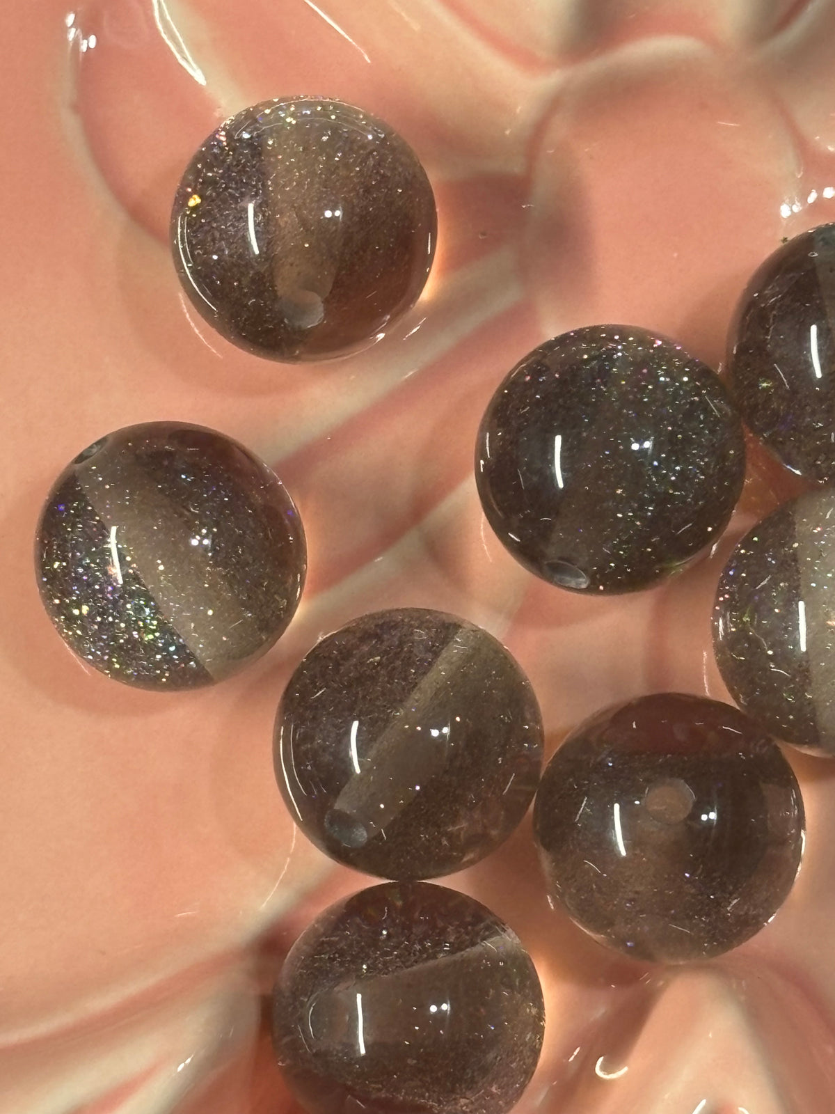 Smoky Gray Glitter Bead