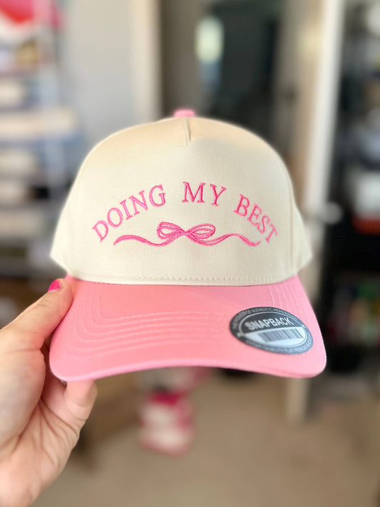 Doing my Best Embroidered Hat - Natural/Baby Blue - Ready to Ship