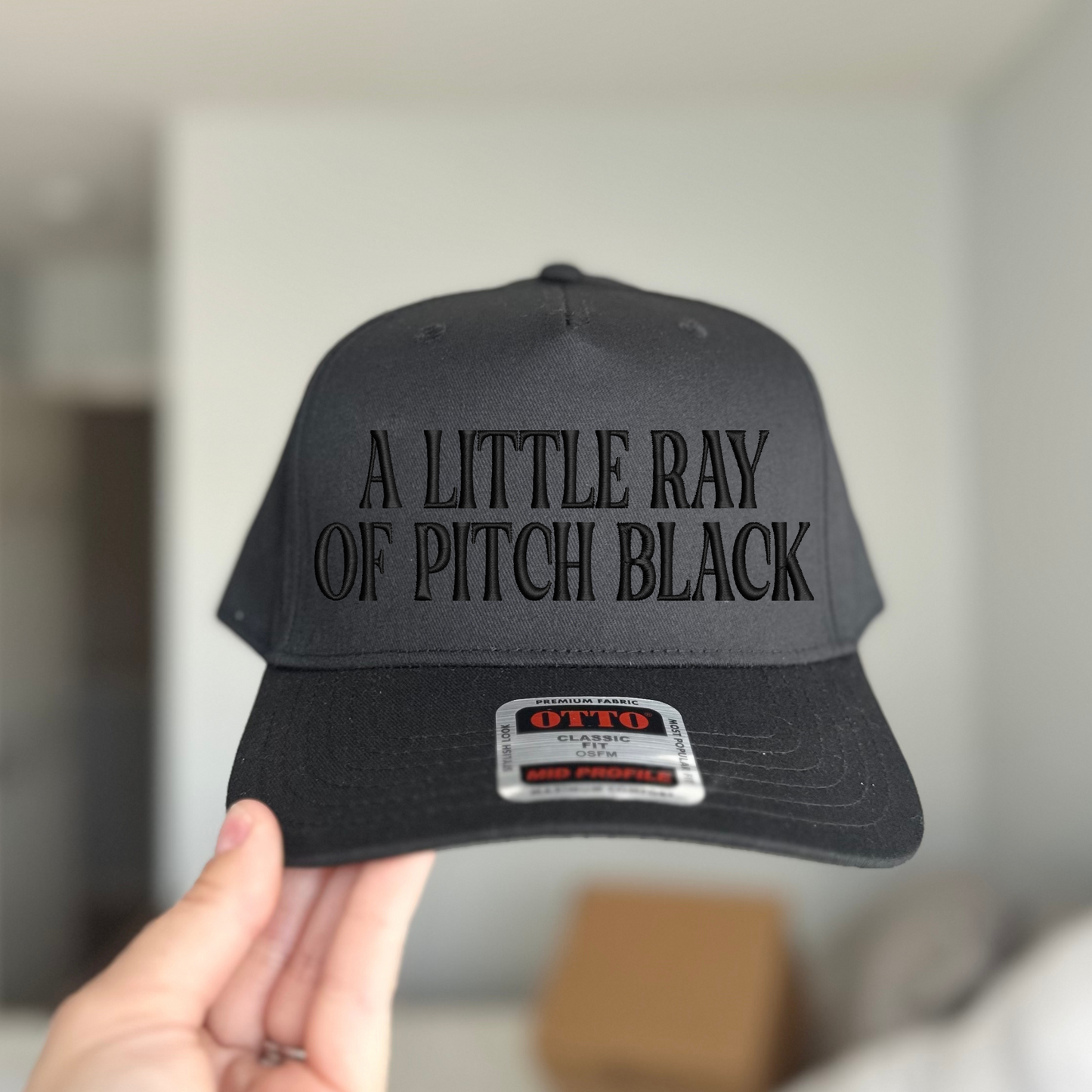 Little Ray of Black Embroidered Hat - Ready to Ship