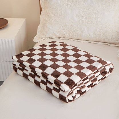PREORDER Cozy Fuzzy Check Embroidered Blanket