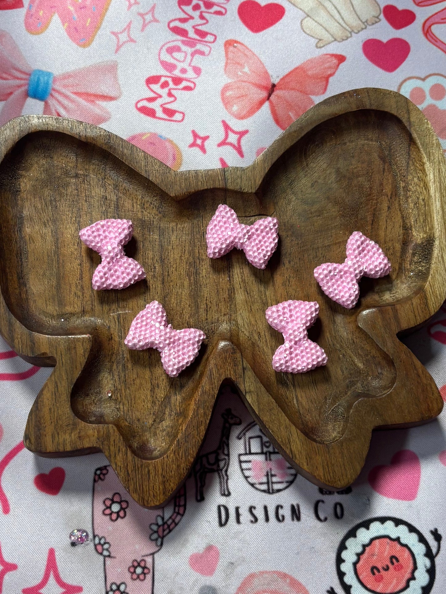 Pink Rhinestone Bow Beads