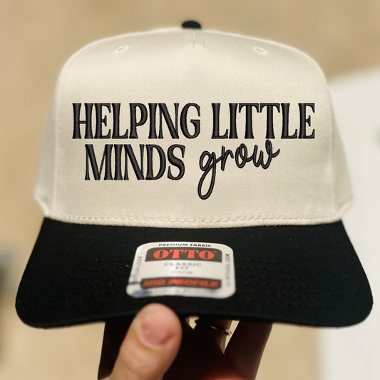 Helping Little Minds Embroidered Hat - Natural/Royal - Ready To Ship