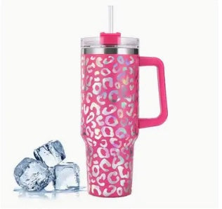 Cheetah Pattern 40oz Tumbler with Handle