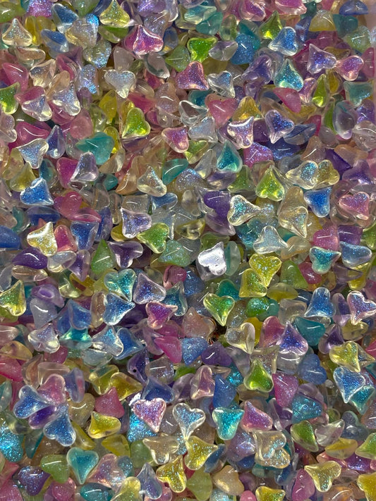 8mm Heart Bubble Skinny Multi-Shimmer Flatbacks