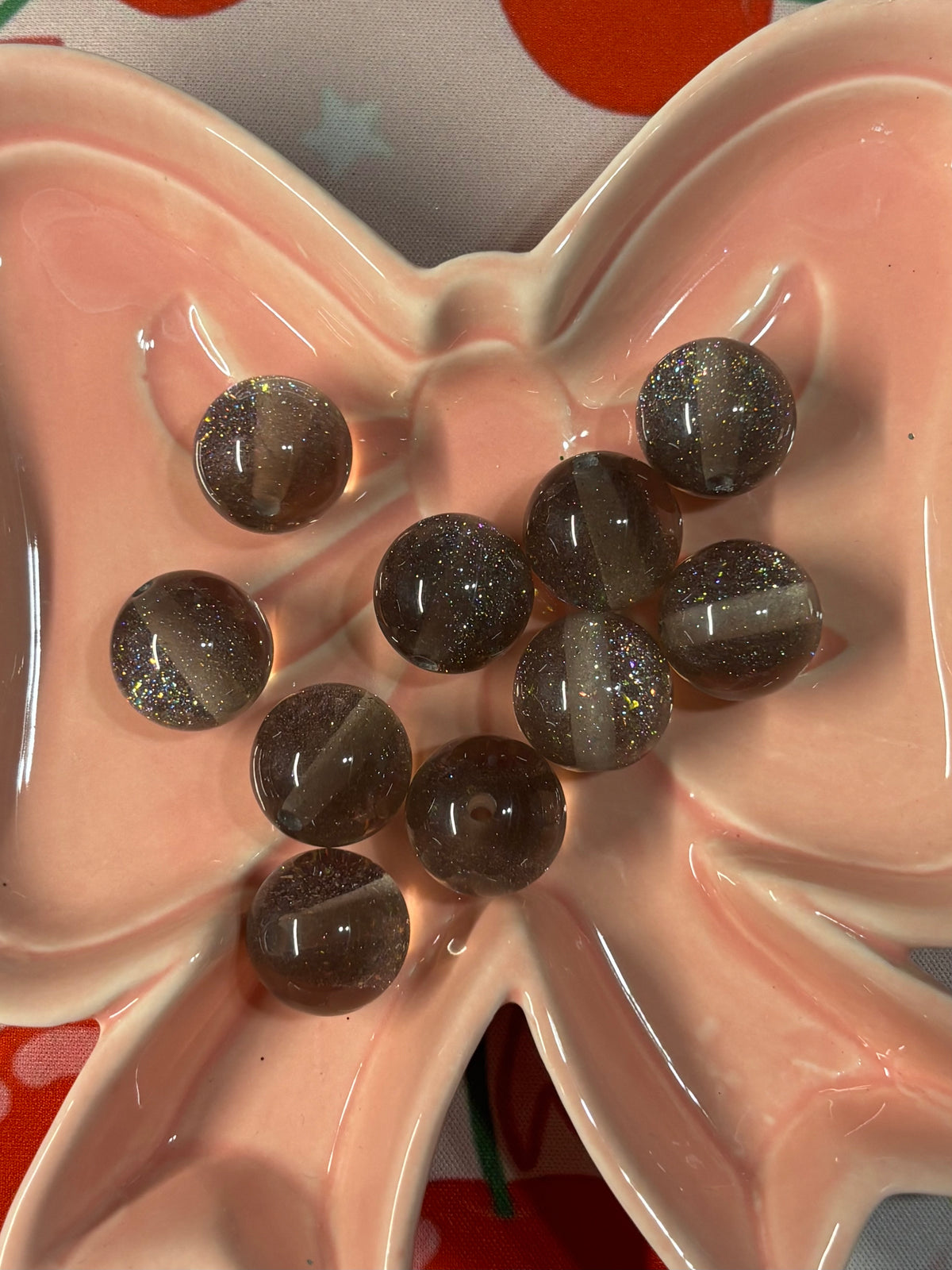 Smoky Gray Glitter Bead