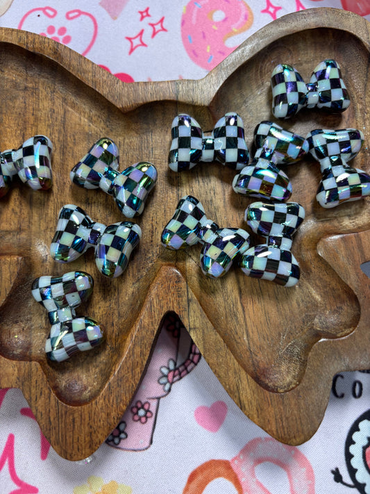 Black and White Checkered Bow