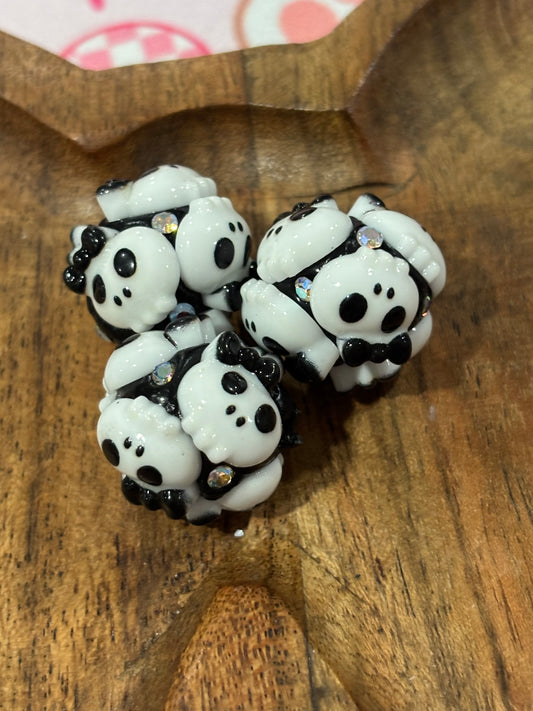Skully with Black Bow Bead 🎃