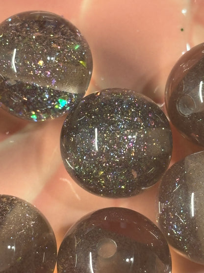 Smoky Gray Glitter Bead