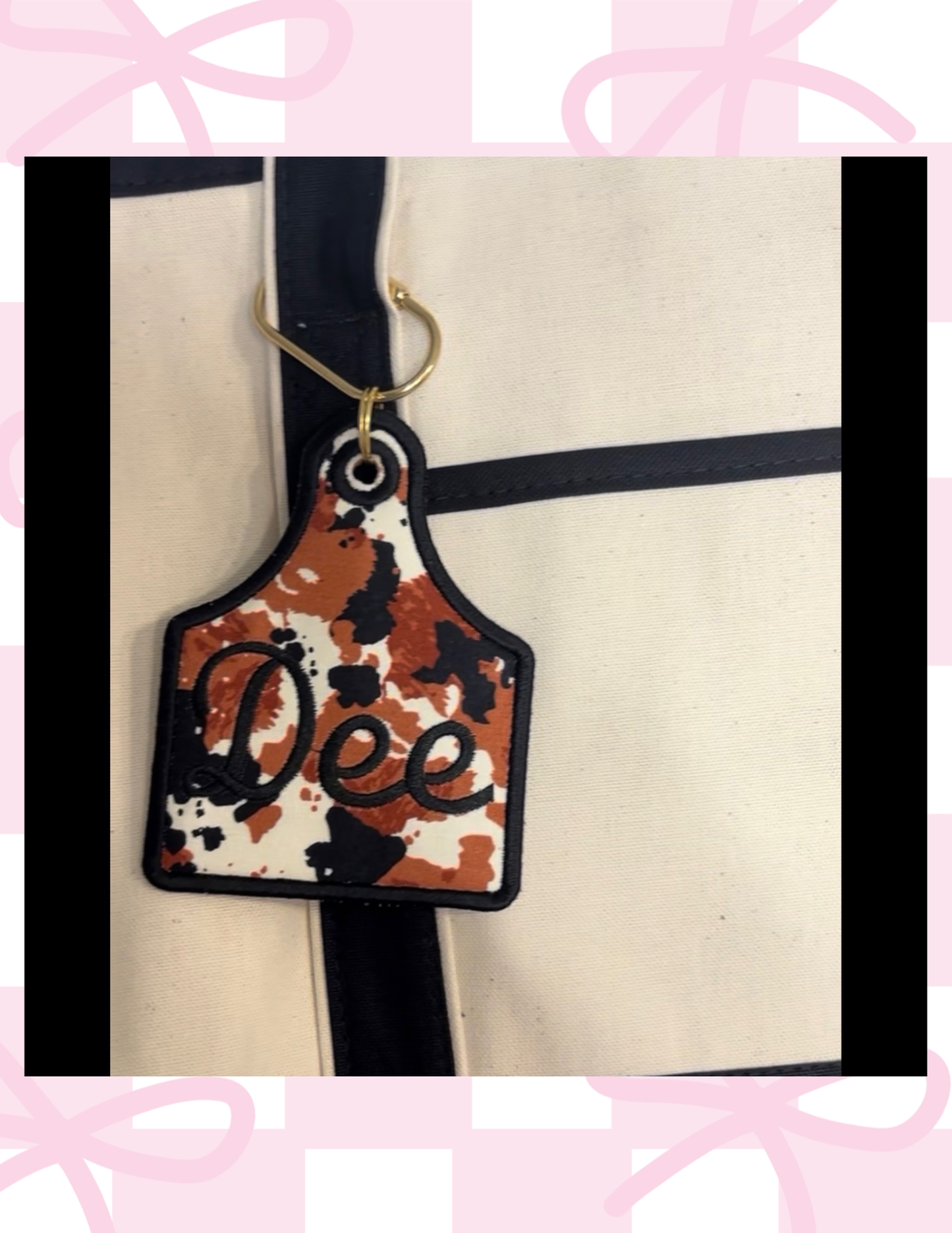 Embroidered Cow Tag