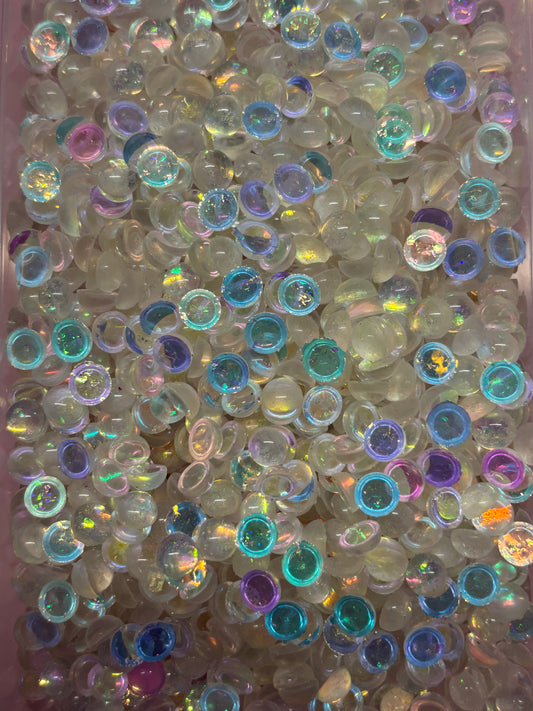 8mm Iridescent White Bubble Flatbacks