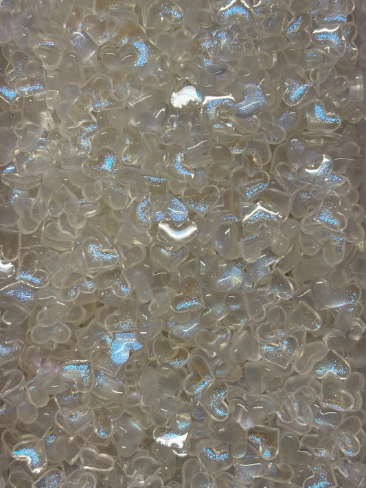 10mm Heart Bubble Clear-Shimmer Flatbacks