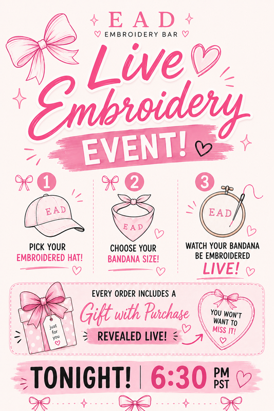 July 10th Live Embroidery Event