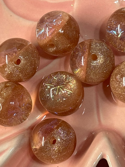 Copper Iridescent Glitter Bead