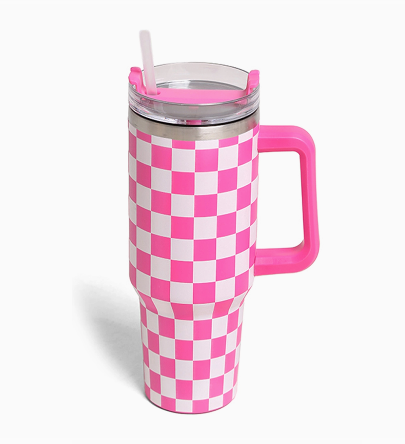 Checkered Pattern 40oz Tumbler with Handle