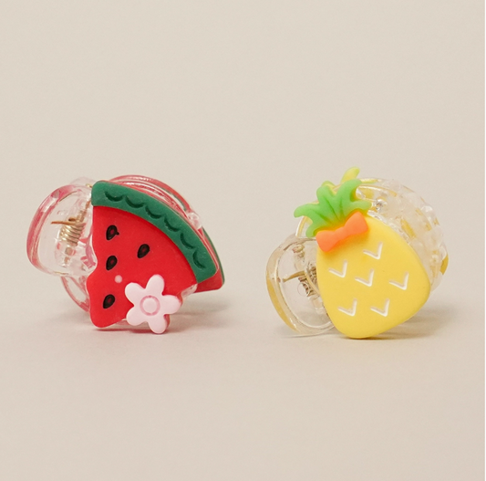 2PCS Pineapple & Watermelon Hair Claw Clips Set