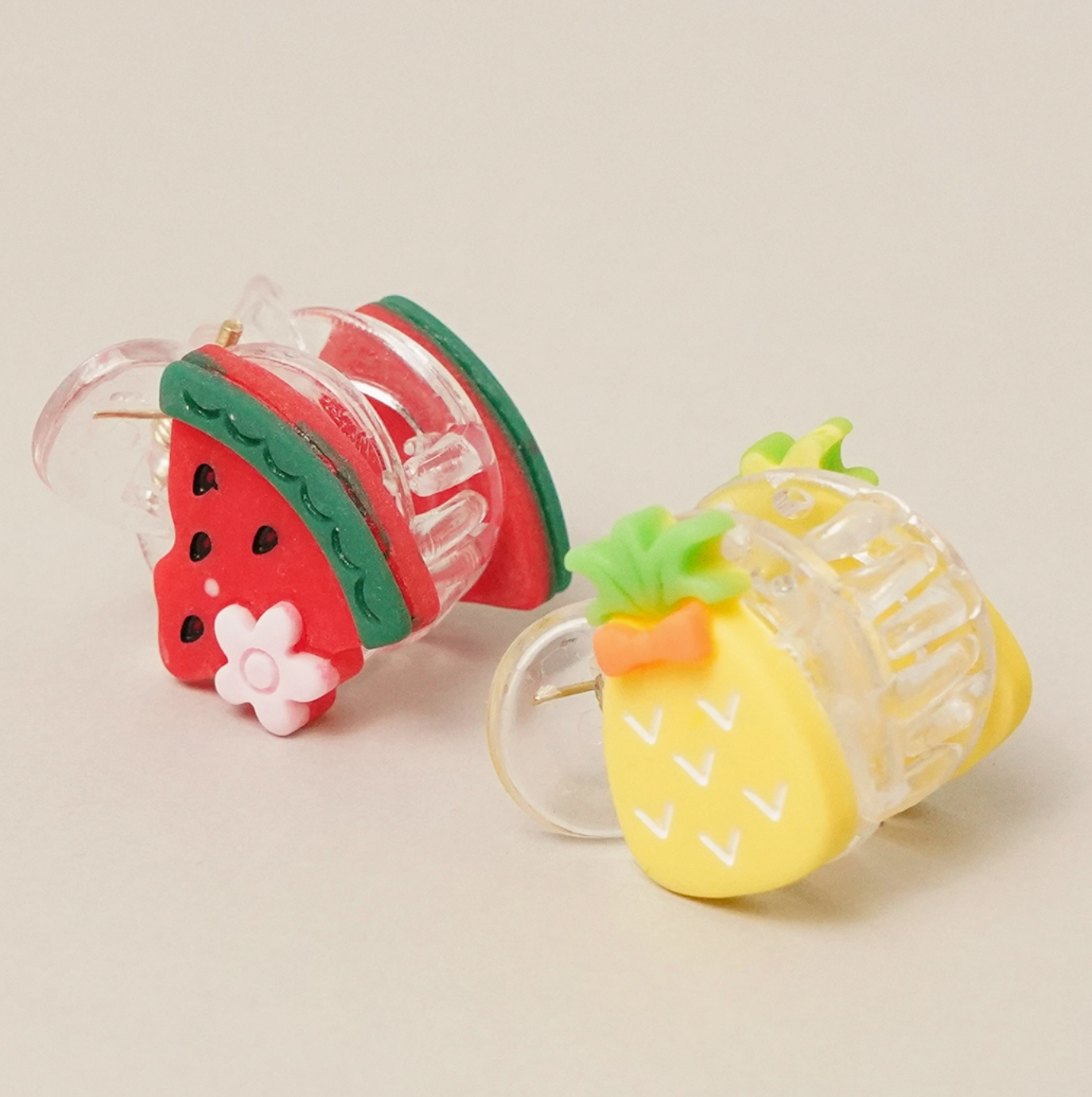 2PCS Pineapple & Watermelon Hair Claw Clips Set