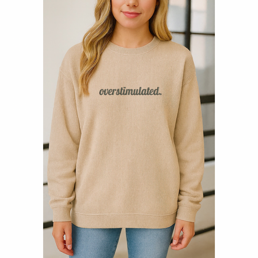 Embroidered Apricot Corded Crew