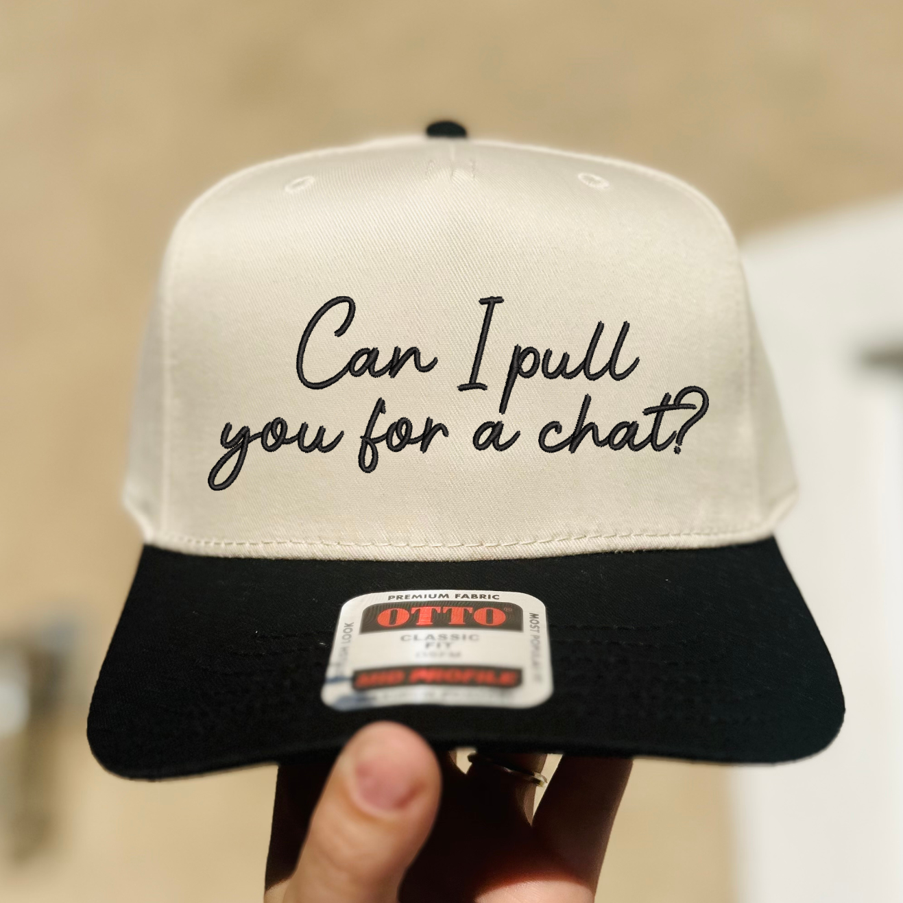 Can I Pull You For A Chat? Embroidered Hat - Natural/Green - Ready To Ship