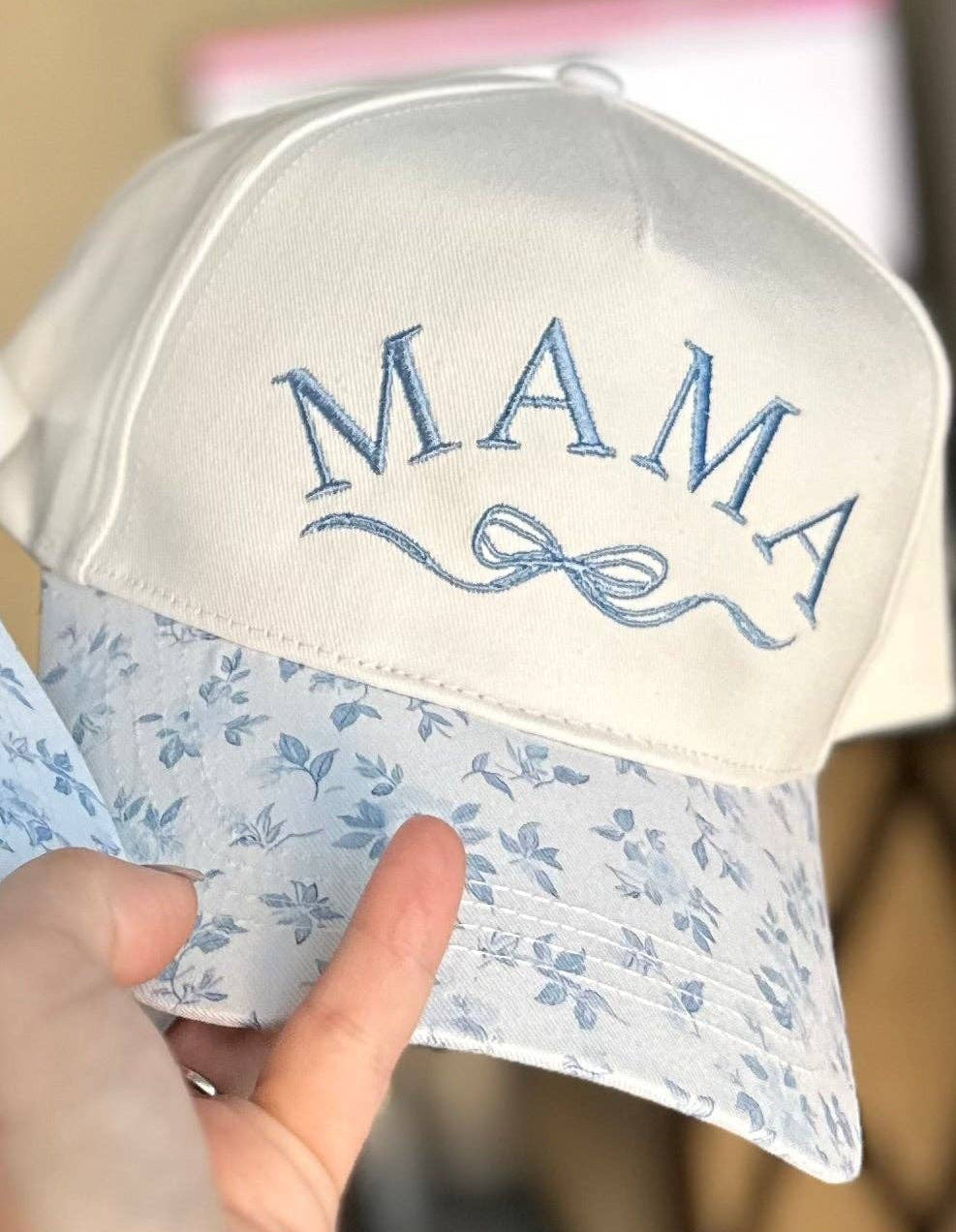 MAMA Floral Embroidered Canvas Hat - Ready to Shop