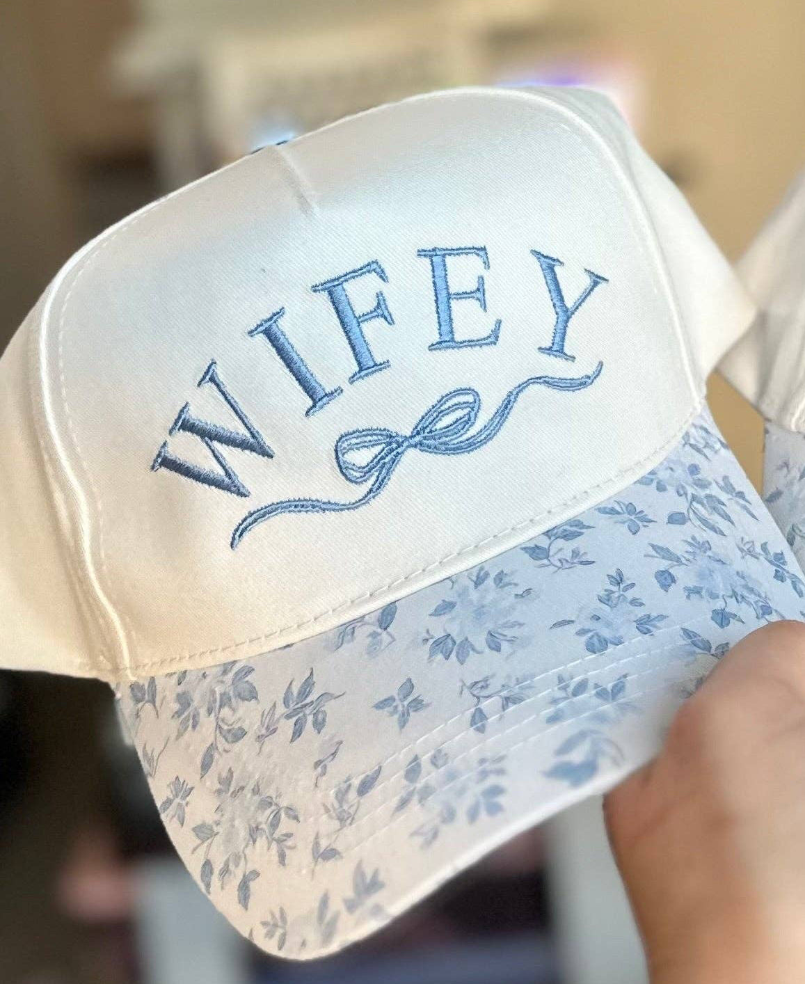WIFEY Floral Embroidered Canvas Hat - Ready to Ship