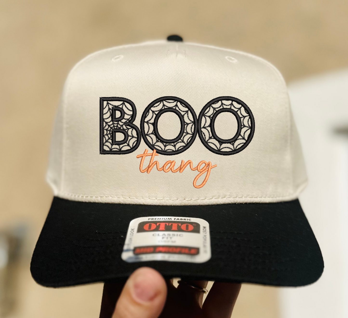 BOO thang Embroidered Hat - Natural/Black - Ready to Ship