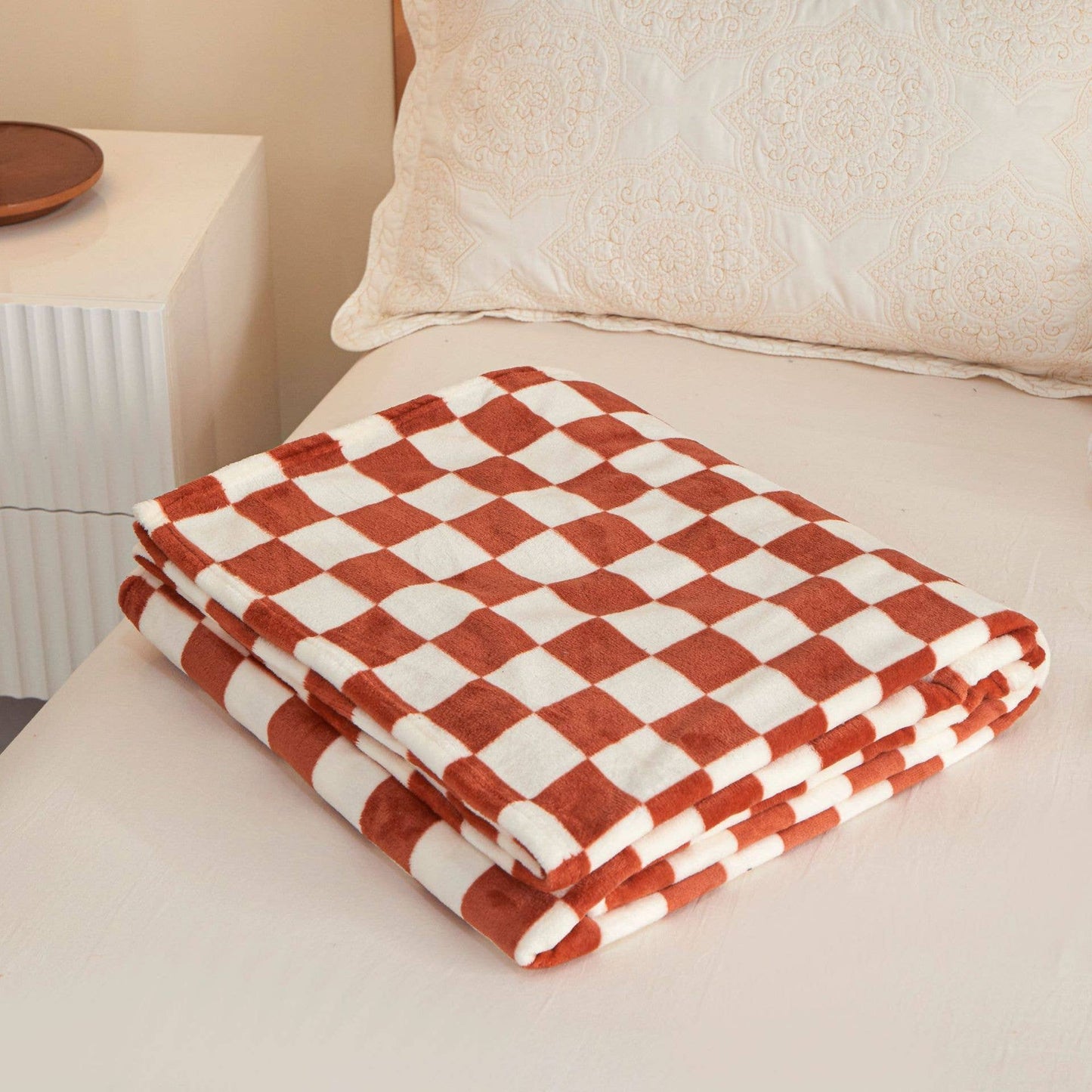 PREORDER Cozy Fuzzy Check Embroidered Blanket